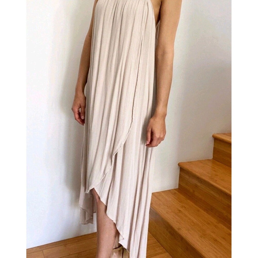 Rachel Pally Swing Maxi Dress Halter Backless Tie-Neck In GRAY Women's Sz Large